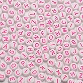 Xilitata Pink Letter Beads Alphabet Letters White Round Bead, 4x7mm 1200pcs, Pink Beads for Bracelets Friendship Bracelets Making Kit Beads with Box