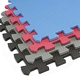 Interlocking Foam Mats With Borders | Thick EVA Exercise Flooring | Soft & Non Toxic Kids Play Tiles | Puzzle for Children & Baby Room | Yoga Squares Babies Garage Gym Fitness Board (Gray)