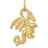 JewelryWeb 14k Yellow Gold Solid Polished 3-Dimensional Dragon Charm 22.3x14.3mm Pendant Necklace for Women