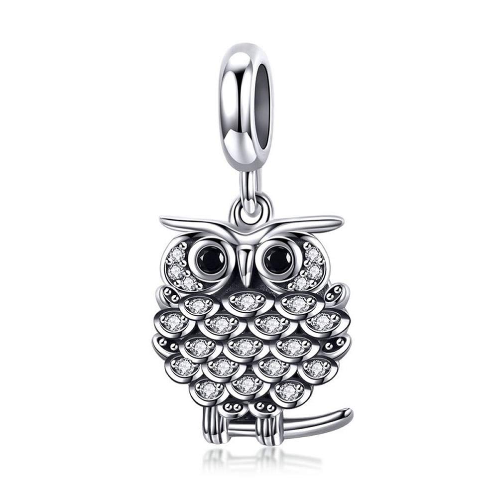 Bijoux Blu Crystal Owl Authentic 925 Sterling Silver Crystal Owl Lovely Animal shape Beads Charm fit Bracelet & Bangles Jewellery Making