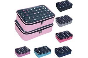 UOZL 2 Pcs Small Clear Nail Polish Organizer Holds 80 bottles(15ml-0.5fl.oz) Nail Polish Case Multifunctional Nail Polish Bag Organizer, Cosmetic Travel Makeup Bags for Women Pink