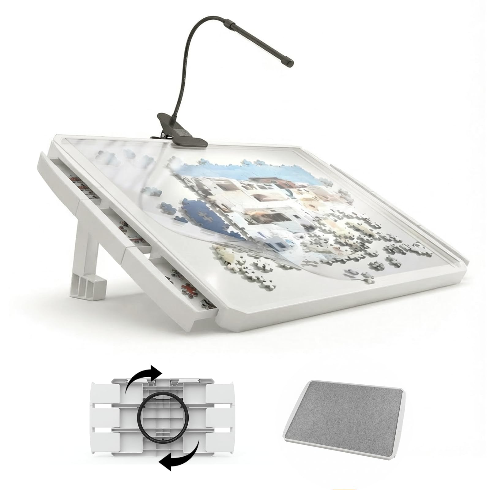 Photo 1 of 1500 Pieces Rotating Puzzle Board with 6 Drawers and Cover 35"x26"Portable Spinning Plastic with Rotating & Tilting Jigsaw Puzzle Table for Adults Gift for mom