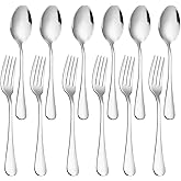 Set of 12, Stainless Steel Dinner Forks and Spoons Silverware Set, Heavy-Duty Dinner Forks (8 Inch) and Spoons(6.7 Inch) Cutl