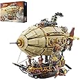 PANTASY Steampunk Airship Model Kit for Adults, Dual-Layer Zeppelin with Gear-Driven Mechanical System, DIY Building Blocks S