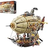 PANTASY Steampunk Airship Model Kit for Adults, Dual-Layer Zeppelin with Gear-Driven Mechanical System, DIY Building Blocks S