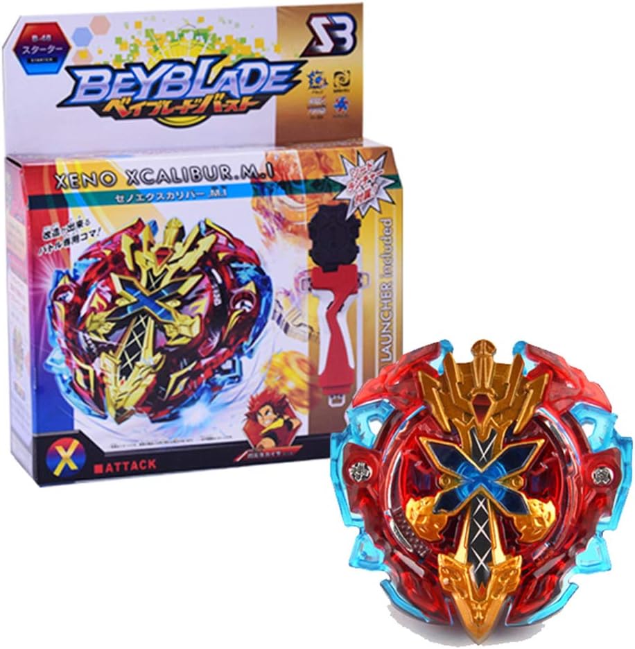 AHERIC Burst B-48 Starter Xeno Excalibur M.I Attack w/Launcher Spin Top for Children