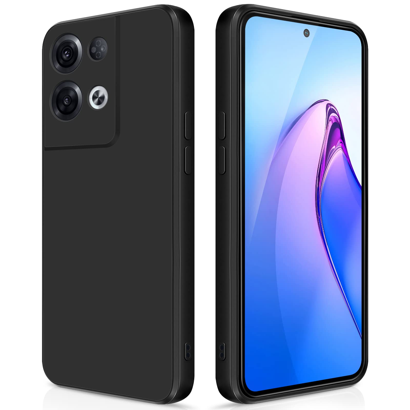 GiiYoon Case Compatible with OPPO Reno8 Pro, Silky-Soft Touch Full-Body Protective Phone Silicone Case, Shockproof Cover with Microfiber Lining, Black โ image 1