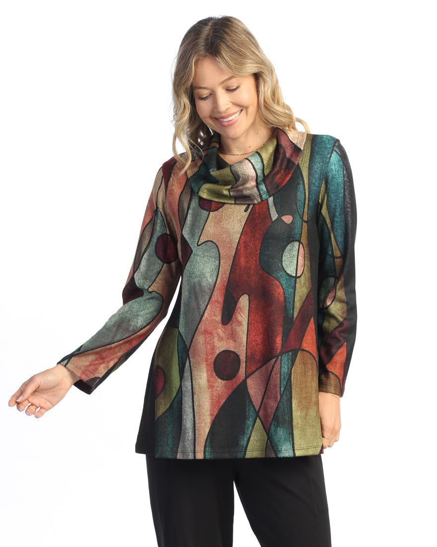Jess & Jane Women's Abstract Print Brushed Knit