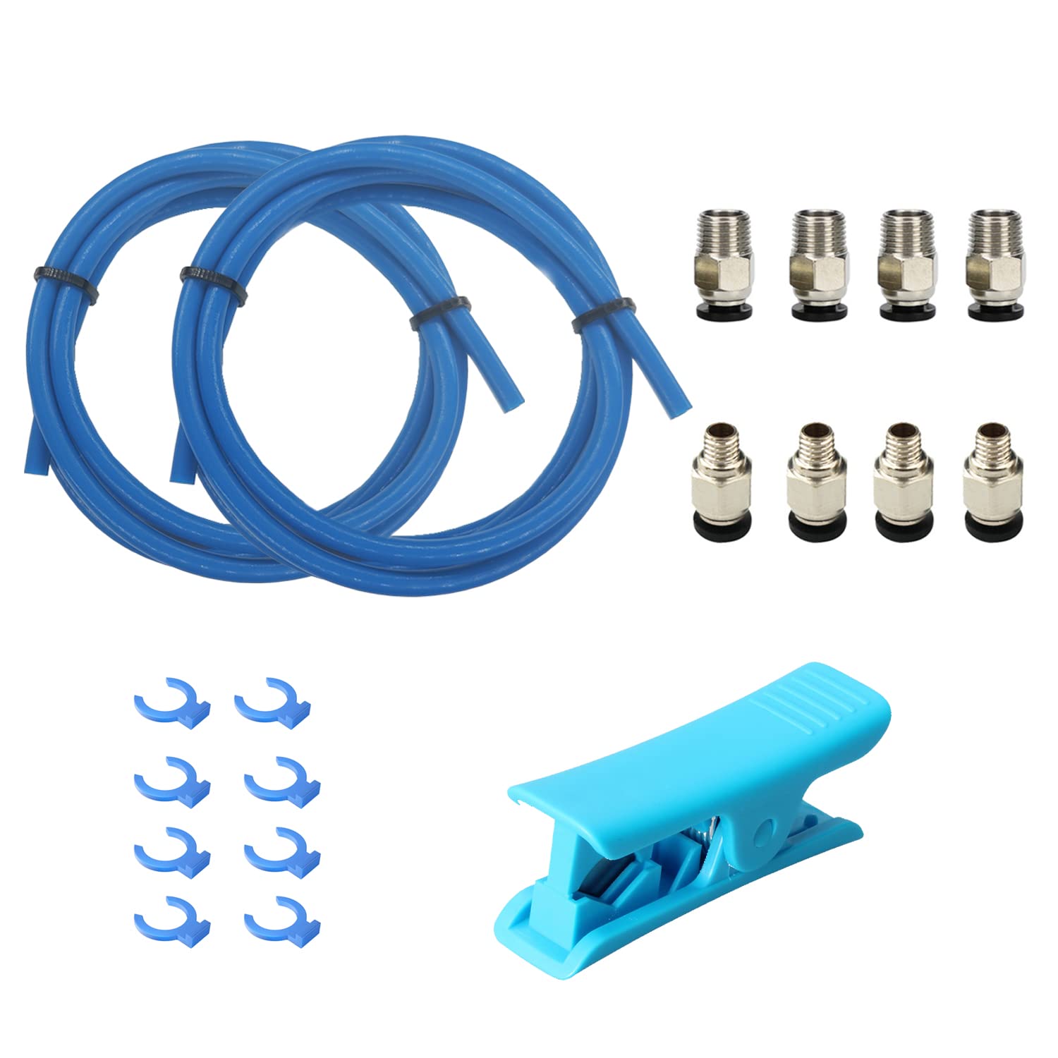 Photo 1 of 3D Printer Bowden Tube 2M, PTFE Tube Teflon Bowden Tubing with high Grade PC4-M6 & PC4-M10 Pneumatic Fittings,Tube Cutter, for 1.75mm Filament Ender 3/Ender 3 V2/Ender 3 Pro/CR 10 Series