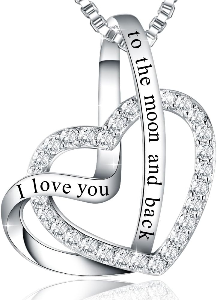 Ado Glo Christmas Mom Birthday Gift, I Love You for Always and Forever Infinity Heart Pendant Fashion Jewelry Necklace for Women, Girls, Anniversary Xmas Present to Wife, Daughter, Sister, Girlfriend