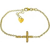 Galaxy Gold GG Citrine Cross Bracelet in 14k Yellow Gold