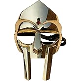 NAVCRAFTS MF DOOM Inspired Gladiator Helmet Mask | Hand Forged 18G Steel & Brass Medieval Viking Face Armor | Mad Villain Style Cosplay Prop for Halloween, Costume Parties & Collector Gift.
