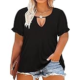 CARCOS Womens Plus Size Tops Short Sleeve Shirts V Neck Tunic Floral/Tie Dye/Solid Summer Tees XL-5X