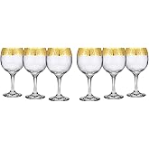 Joseph Sedgh Collection Greek Key Wine Glasses Set of 6-8.8 oz Round Wine Glasses with Stem, Dishwasher Safe Premium European Grade Glassware