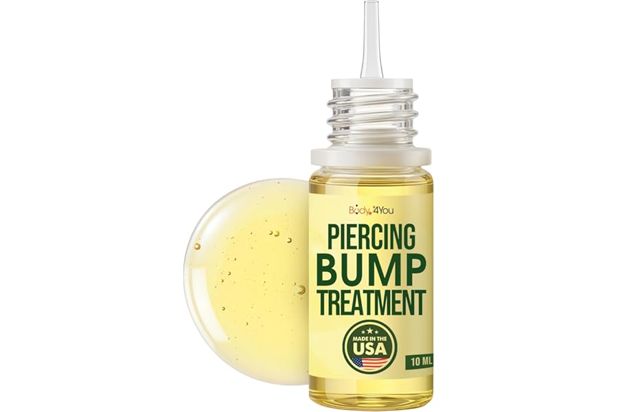 BodyJ4You Piercing Keloid Bump Removal – Natural Oil Piercing Bump Treatment – Nose Septum Belly Ear Cleaner Soothing Skin Recovery Solution – Safe Care Piercing Reduce Appearance Scars – 0.33 Fl Oz
