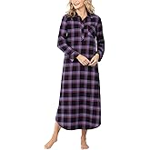PajamaGram Long Flannel Nightgown - Women Nightgown, Plaid
