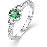 Aprila Women Ring 925 Sterling Silver 3A Cubic Zirconia May Birthstone Emerald Color Engagement Wedding Ring for Women