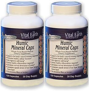 2 Pack! Humic Mineral Caps - 120 Capsules - 30 Day Supply (Each)- Whole Food Plant Based Ionic Trace Minerals -Vegan Multimineral Supplement - Great for Travel! by Vital Earth Minerals