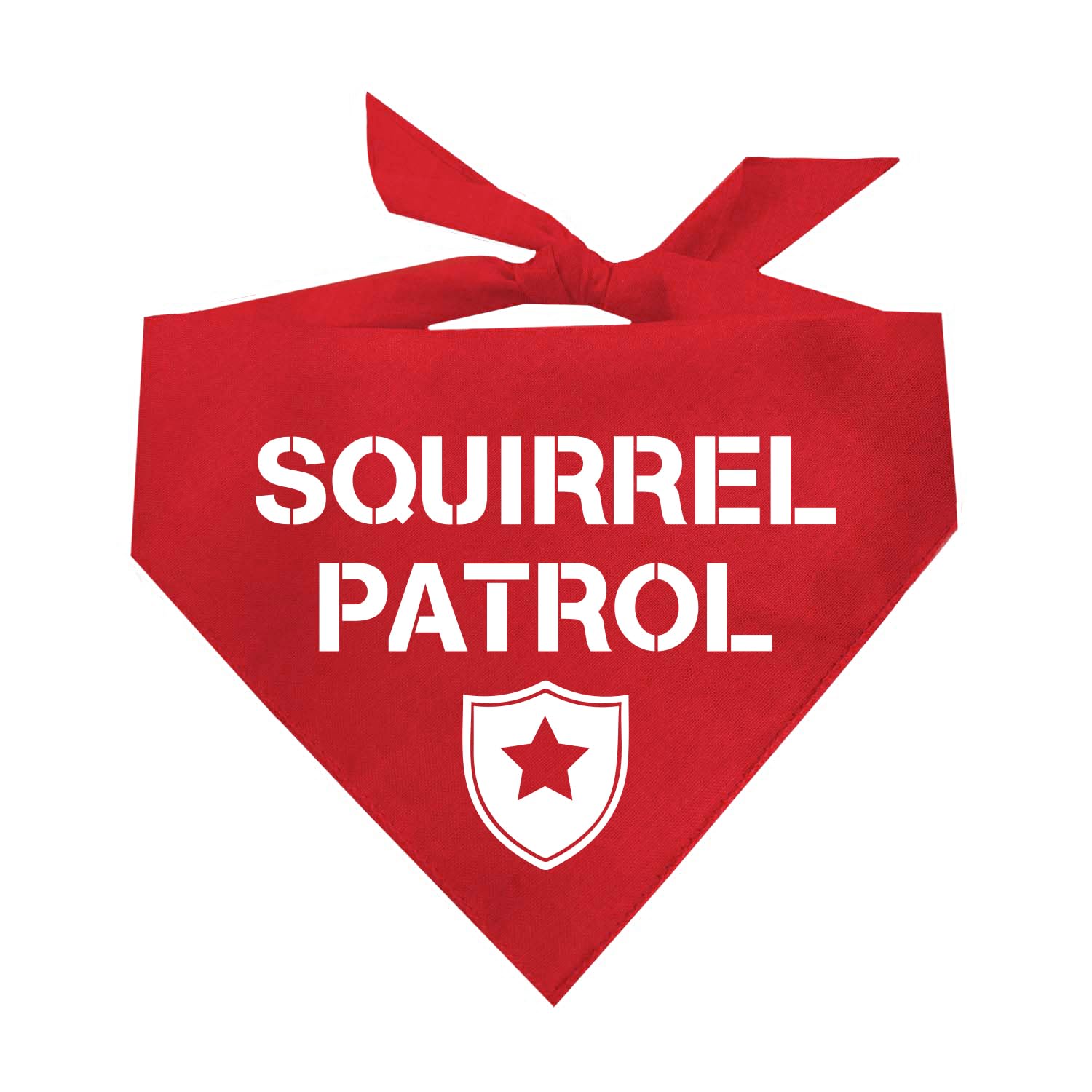 Squirrel Patrol Dog Bandana | 100% Cotton Adjustable Triangle | Made in USA | Summer | Outdoorsy | Hiking | Camping | Travel | Adventures | Red One Size (308) GB — image 1
