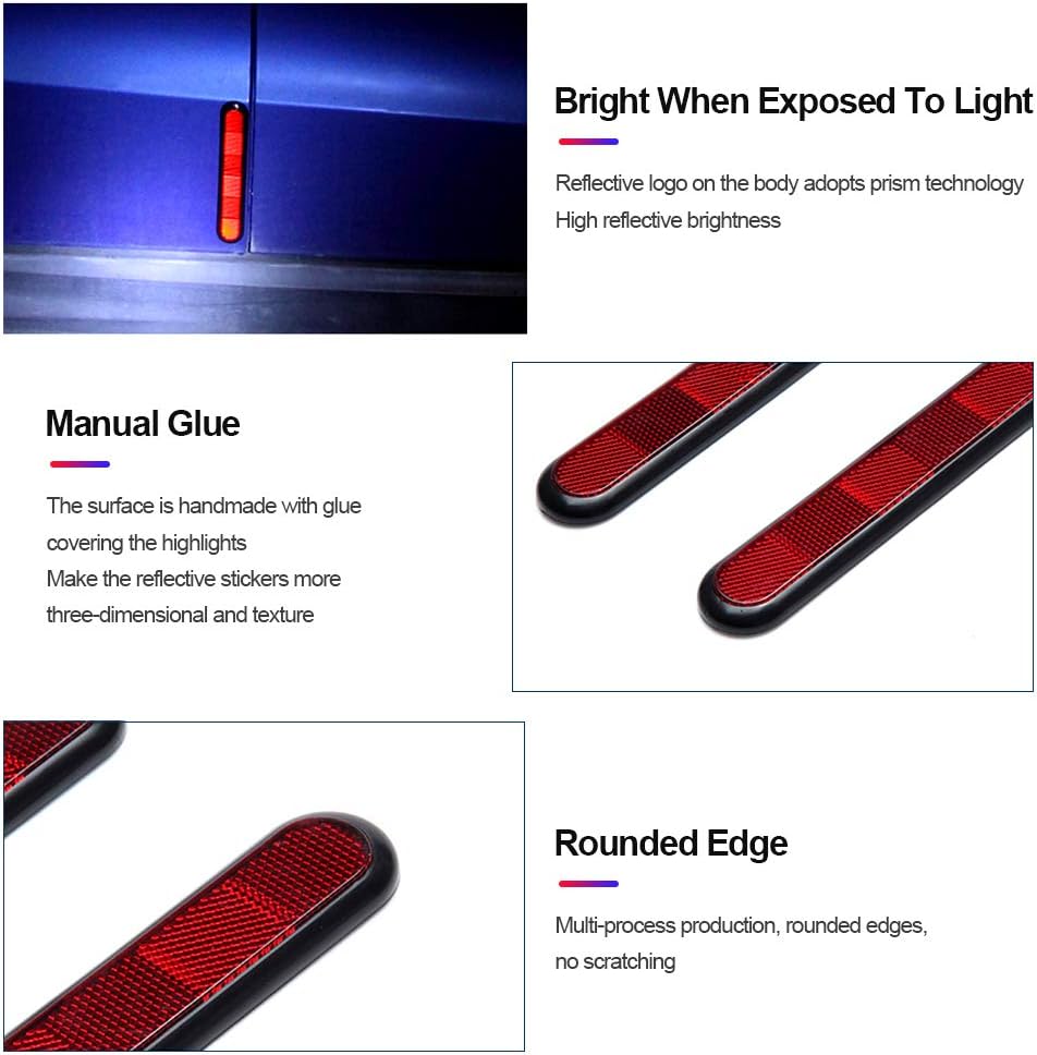 Biqing 4PCS Car Reflective Warning Stickers Red,High Intensity Self Adhesive Reflectors Safety Warning Decal Reflectors Safety Reflective Post for Caravan/Trailer/Boat/Motorcycle Fence Gate Posts - Image 4