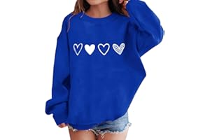 Cute Preppy Heart Graphic Sweatshirts for Teen Girls Oversized Aesthetic Hoodies Crewneck Long Sleeve Trendy Pullover Tops