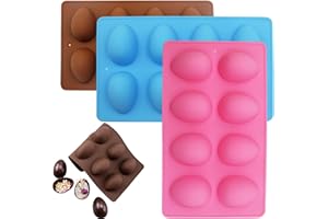 3 Pack Easter Egg Silicone Molds for Chocolate - 8 Cavity Large Egg Shaped Silicone Mold for Baking - Food Grade BPA Free Non