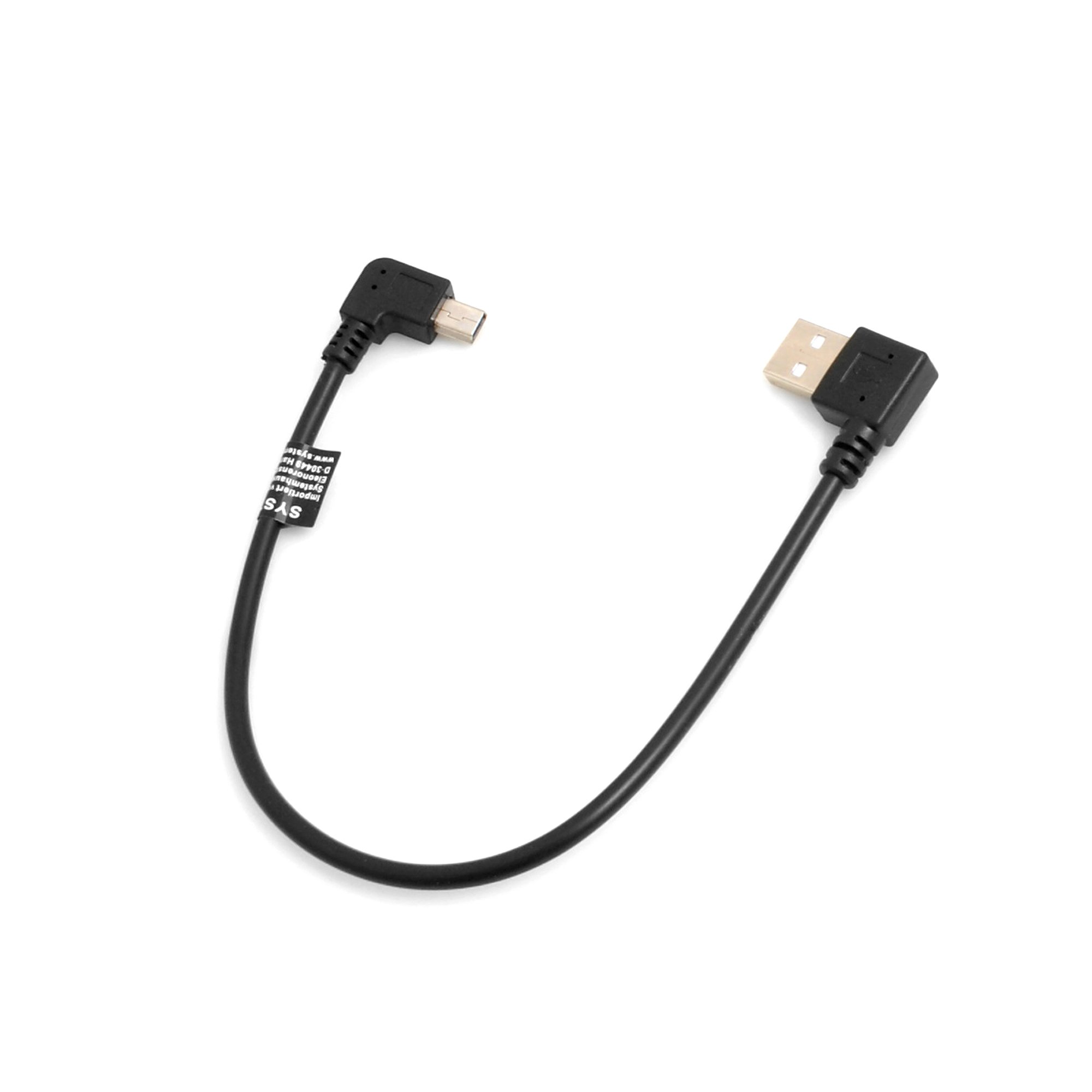 SYSTEM-S Mini USB 90° Right Angled to USB Type A (Male) Left Angled Cable 26 cm