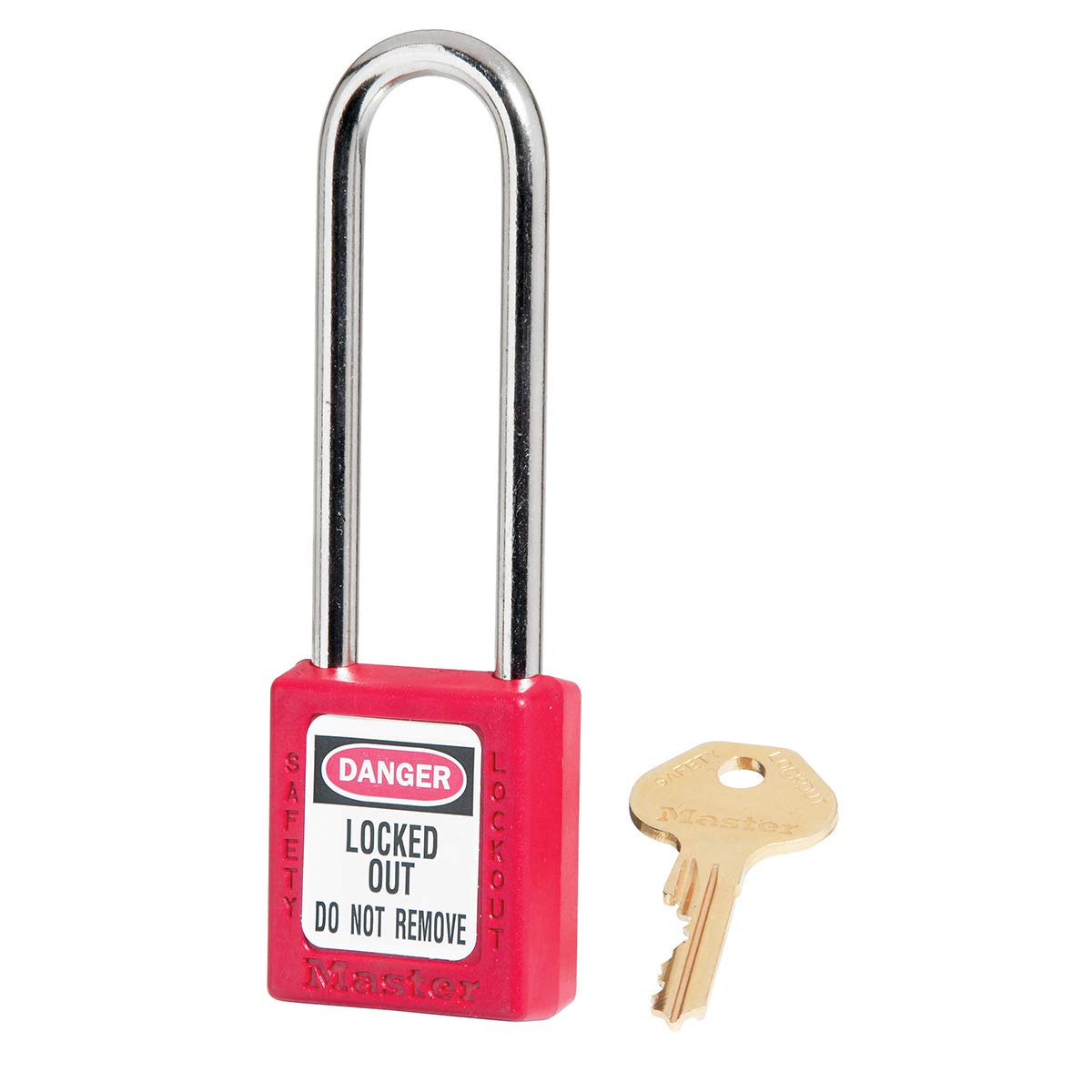 Master Lock 410LTRED Thermoplastic Safety Padlock for Mechanical Installation, Red, Shackle 7,6 x 2 cm