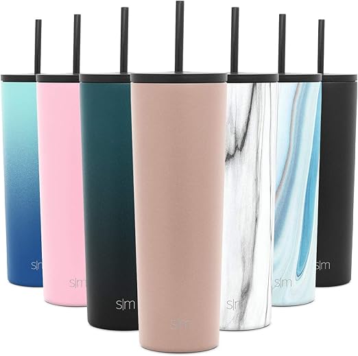 Amazon Com Simple Modern Classic Insulated Tumbler With Straw And Flip Or Clear Lid Stainless Steel Water Bottle Iced Coffee Travel Mug Cup 28oz Lid Flip Rose Gold Kitchen Dining