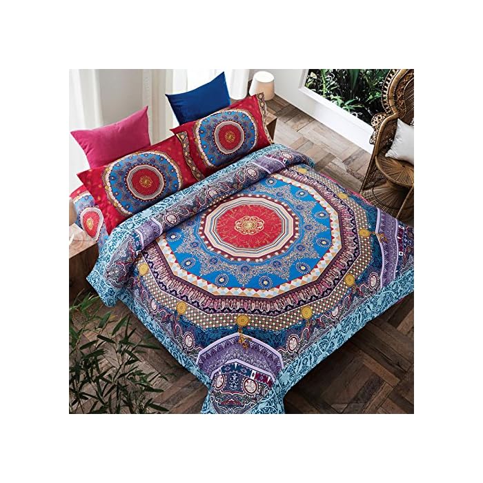 Buy Thefit Paisley Textile Bedding For Adult U1680 Vivid Color Boho Bohemian Duvet Cover Set Polyester And Cotton Queen Set 4 Pieces Online At Desertcart Uae