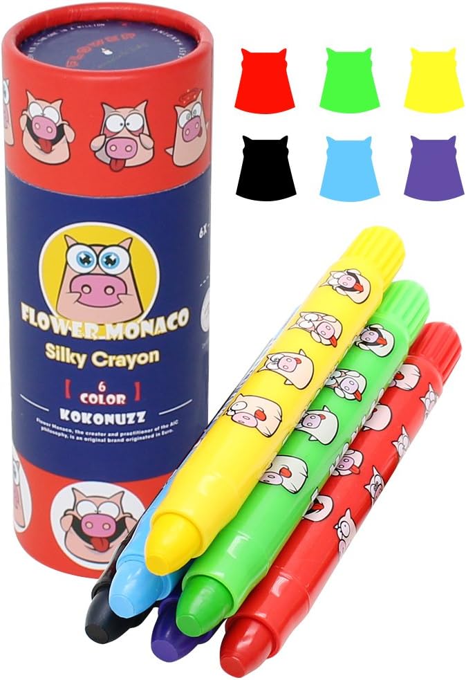 Toddler Crayons, 6 Colors Non Toxic Silky Washable Crayons, Easy to Hold Twistable Large Crayons for Kids, Safe for Babies and Children Flower Monaco: Toys & Games