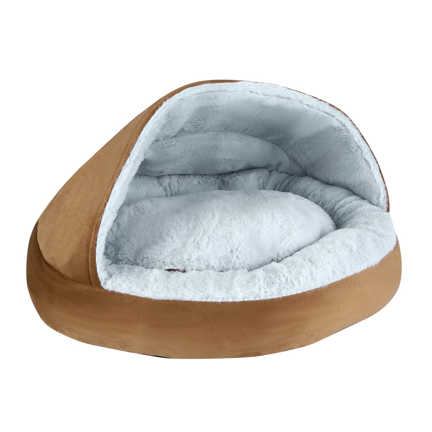 Warm Cozy Covered Hooded Pet Bed Burrowing Cave Fall Winter for Cats and Dogs Creative Round Donut Pet Bed Sleeping Bed Winter Pets Indoor Kitty or Puppy Pet Nest, 19.7 Inch, Pets Up to 10 lbs
