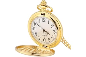 3Colors Classical Quartz Analog Smooth Pocket Watch Necklace Pendant with Chain