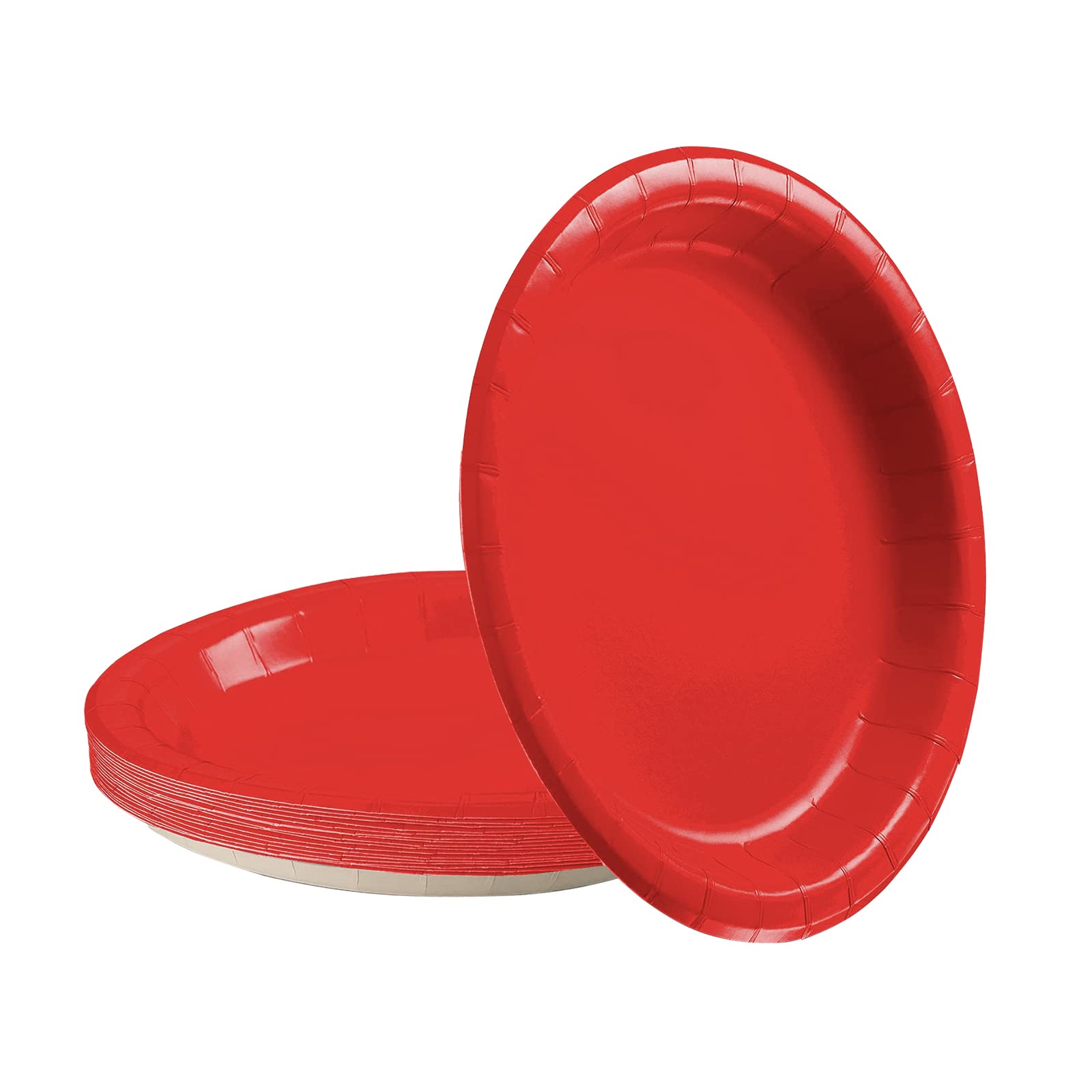 POPOYU 16Pcs Red Party Paper Plates 7 inch,Red Party Tableware Decor Red Disposable Paper Plate Red Plates for 2023 King Charles III Coronation Union Jack Royal Party Decorations