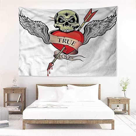 Amazon Co Jp Sunnyhome ハイエンド品質タペストリー タトゥー アメリカン イーグル ドクロ 寝室用ウォールタペストリー 59 X39 150cmx100cm ホーム キッチン