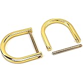 VersaKits 4 Pcs Heavy Duty D Rings Screw in Shackle 1 Inch Gold U Shape Replacement D Ring for Purse Keychain Dog Collar