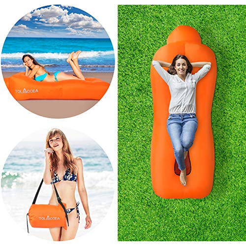 Tolaccea Luftsofa Luftsack,Wasserdichter Aufblasbares Sofa Air Lounger, Aufblasbare Liege,tragbares Aufblasbarer Sitzsack Mit Tragebeutel,ideal für Camping,Strand,Outdoor
