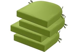 idee-home Outdoor Chair Cushions Set of 4, Thick 19" x 19" x 3" Outdoor Seat Cushions Patio Furniture Waterproof with Ties, Dining Pads