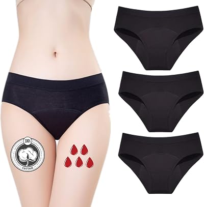 ZVZK Period Pants Heavy Flow 30ML Absorbent Women Leak Proof Panty S Pack of 3
