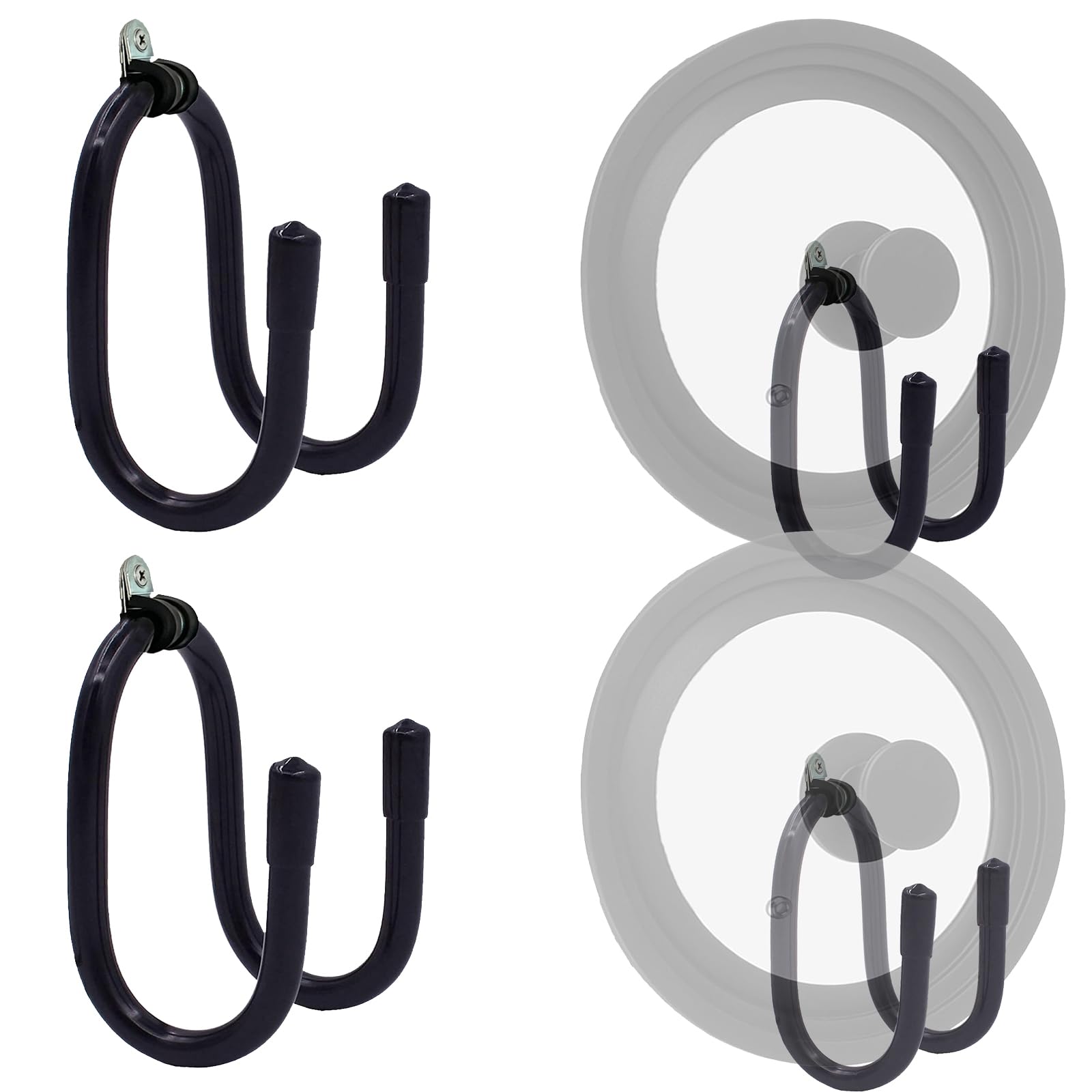 Photo 1 of 2 Pack Pot Lid Organizer Rack, Black Pot Lids Holder for Cabinet Door/Wall, No Drilling Adhesive Wall/Door Mounted Rustproof Pot and Pan Cover for Kitchen Storage, Pot lid no falls off.