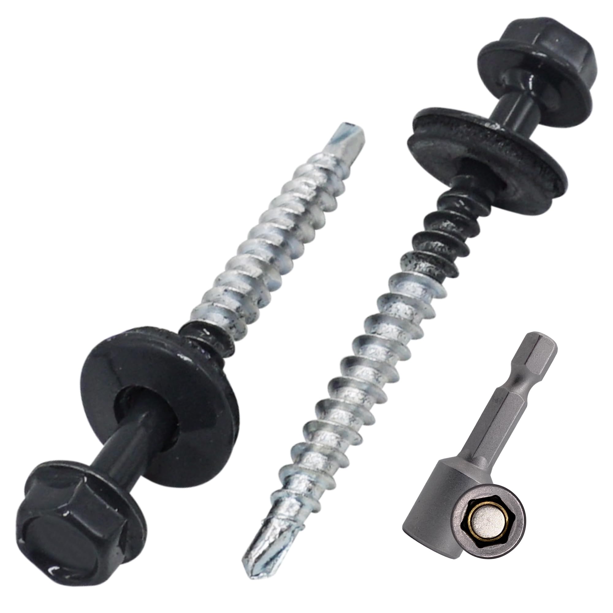 SKIR'CO (50 pcs) Painted Roofing Screws 4.8 x 50 mm, Hex Head, Self-Drilling Screws With EPDM Washers (Anthracite Grey, RAL 7016)