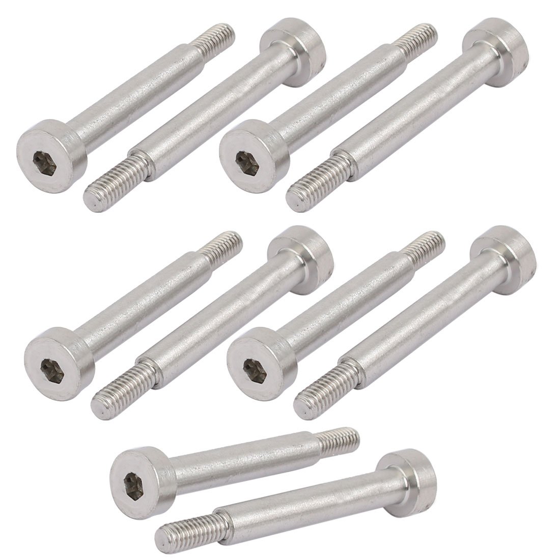 Sourcingmap 10pcs 304 Stainless Steel Hex Socket Shoulder Bolt 5mm Shoulder Dia 30mm Shoulder Length M4 Thread โ image 1