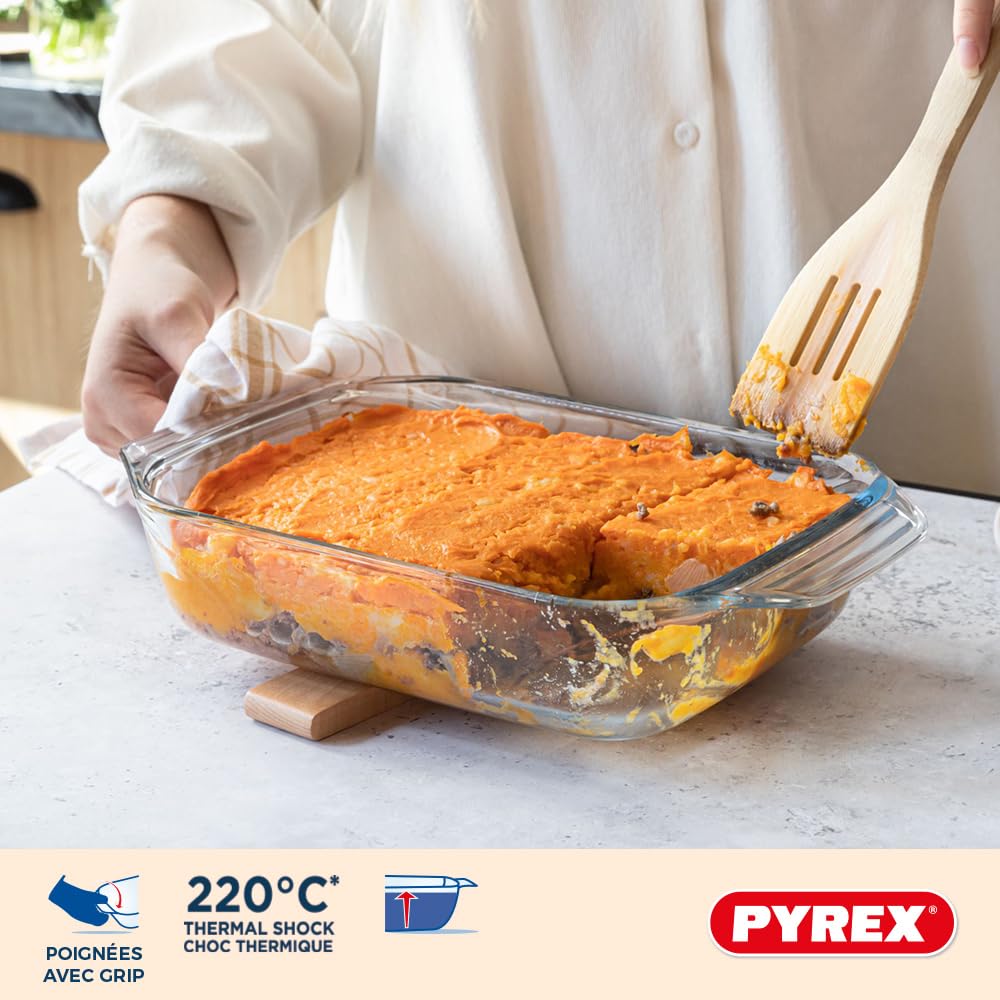 Pyrex - Set mit 4 Auflaufformen – rechteckig – breite Griffe – Familiengröße – Borosilikatglas – extreme Beständigkeit 3