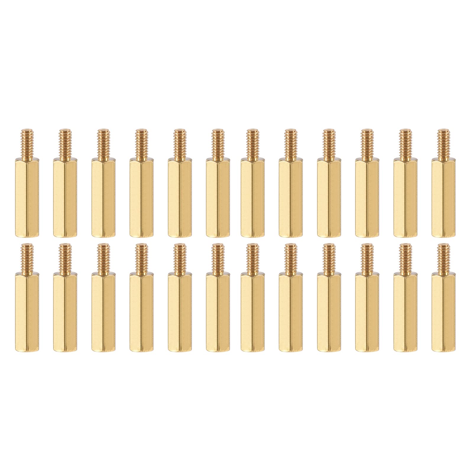 YOKIVE 20 Pcs M2.5 Standoff Screws, Brass Hex PCB Standoffs, Keep Height Consistent, Great for Motherboard (Gold Tone, 15mm+6mm)