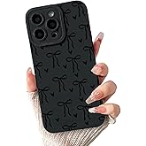 Lovmooful Compatible for iPhone 15 Pro Max Case Cute Cool Ribbon Bowknot Heart Design for Girls Women Soft TPU Shockproof Protective Girly for iPhone 15 Pro Max Case-Black