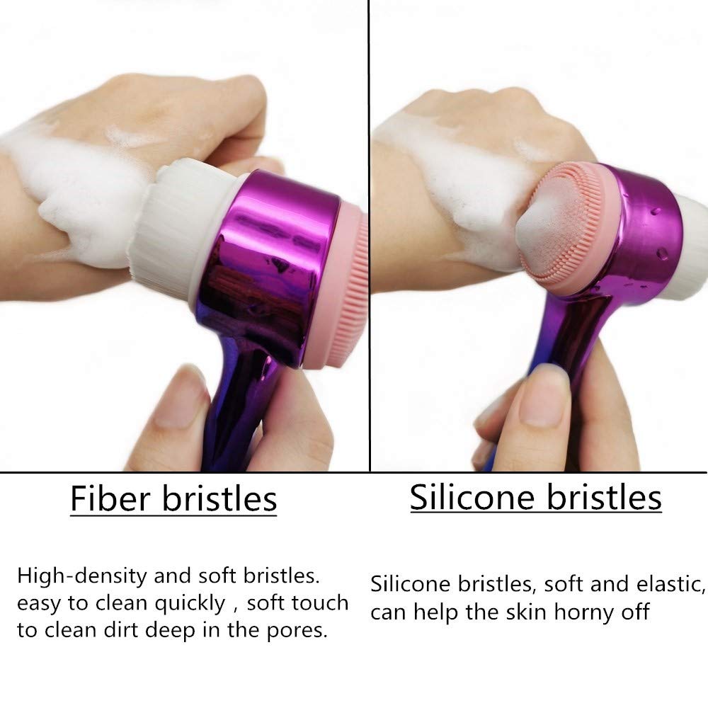 Double-sided Manual Facial Cleansing Brush - 2 in 1 Face Wash Brush for Gentle Exfoliating, Deep Cleansing, Makeup Removal, Massaging and Removing Blackhead Wash Suitable for All Skin Types: Beauty