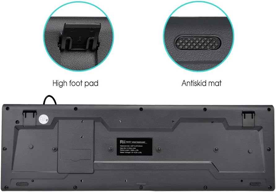 Rii RK907 USB Wired Keyboard Full Size Office Keyboard Compatible with Mac PC Tablet Windows Android Microsoft UK Layout - Image 5