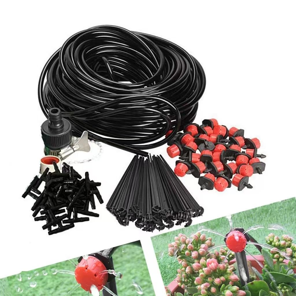 85FT Drip Irrigation Kit, Kalolary 1/4" Distribution Tubing Watering Kit Garden Irrigation System for 4/7mm Tube, Saving Water Automatic DIY Irrigation for Garden Greenhouse Patio Lawn Supplies