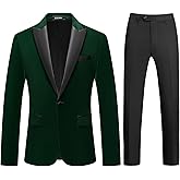 Mens Velvet Suits 2 Piece Slim Fit for Men Tuxedo Blazer Peaked Lapel One Button Wedding Dinner Jacket & Pants Suits