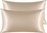 NTBAY Silk Satin Pillowcases 2 Pack Taupe 50x90 cm Envelope Closure